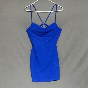 Symphony Royal Blue Mini Dress with Spaghetti Straps